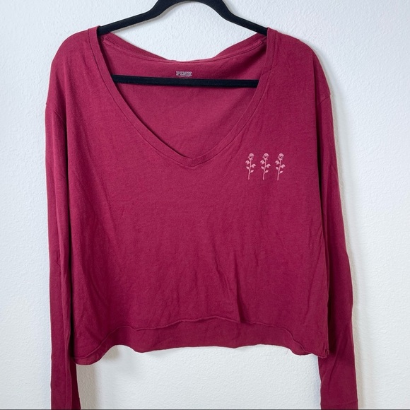 Pink Victoria Secret Long Sleeve T-Shirt Sz M - Picture 1 of 8